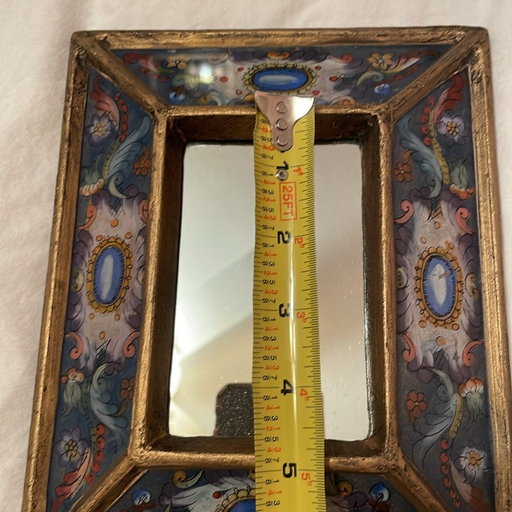 Vintage Ornate Gold and Blue Mirror Frame - Picture 10 of 10